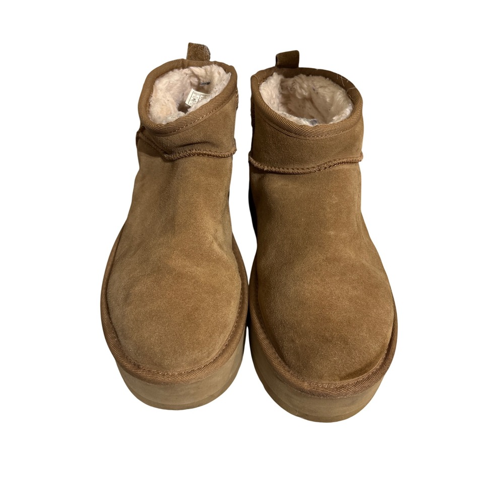 UGG Boot Women 9 Classic‎ Ultra Mini Platform Chestnut Suede 1135092 Excellent